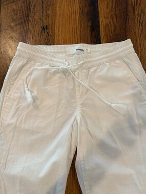 Soma White Drawstring Linen-Blend Pants